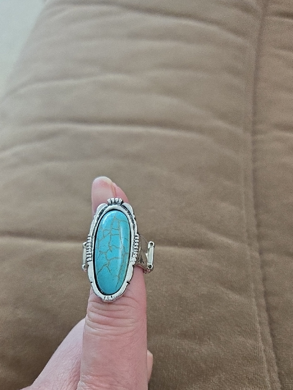 Turquoise Oval Silver Ring - Elegant Women’s Statement Jewelry
